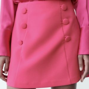 Buttoned Mini Skirt Fuschia Zara